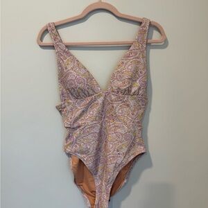 J. Crew Paisley One Piece Swimsuit in Pink and Yellow